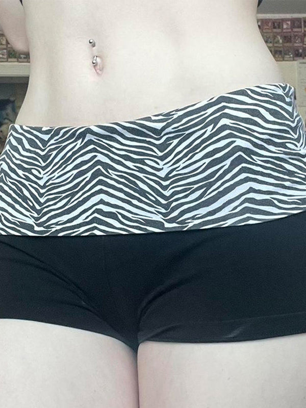 ZEBRA PRINT STITCHING SHORTS WITH VINTAGE STITCHING DETAILS