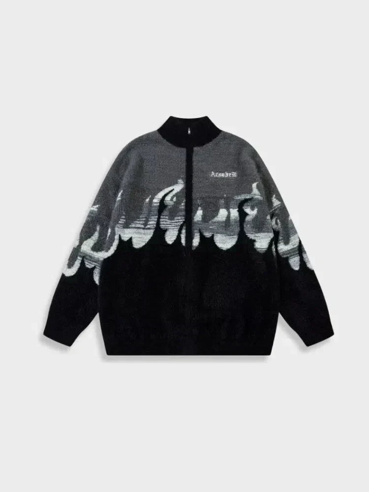ZIP-UP SWEATER PINK AND WHITE UNISEX STREETWEAR PULLOVER JACKET