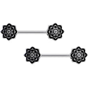 14G 5/8 Symmetric Black Lotus Flower Nipple Babell Set